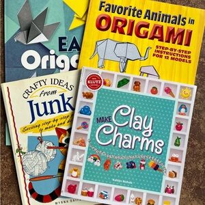 Set of 4 Craft/Art Books, Make Clay Charms, Origami, and Junk Craft Projects